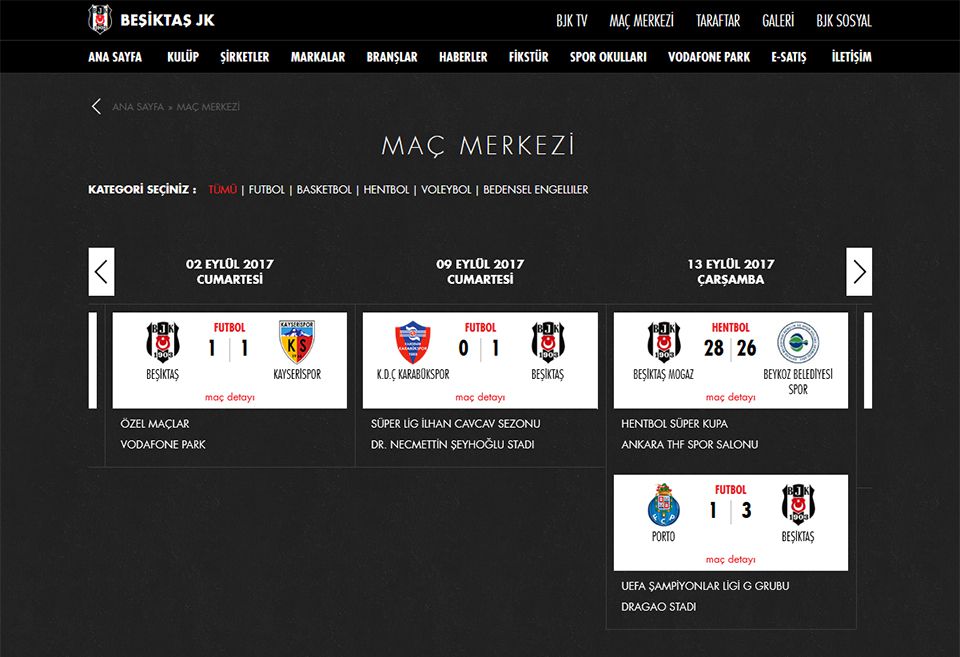 Beşiktaş JK - Maç Merkezi